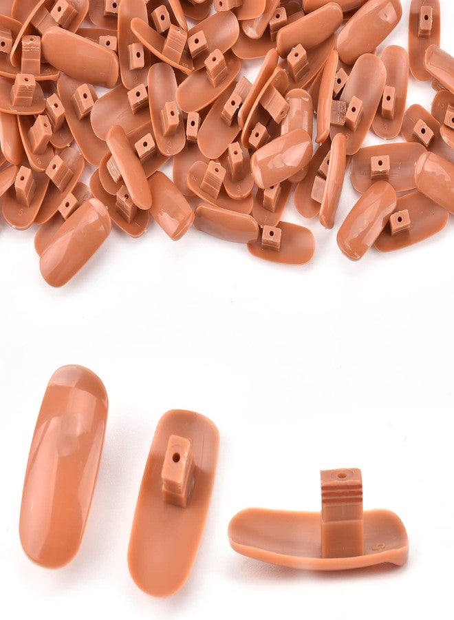 MEKK 200PCS Replacement False Nail Tips for Nail Practice Hand,Refill Nail Tips for Practice Hand & DIY Nail Art-Brown - Image 1